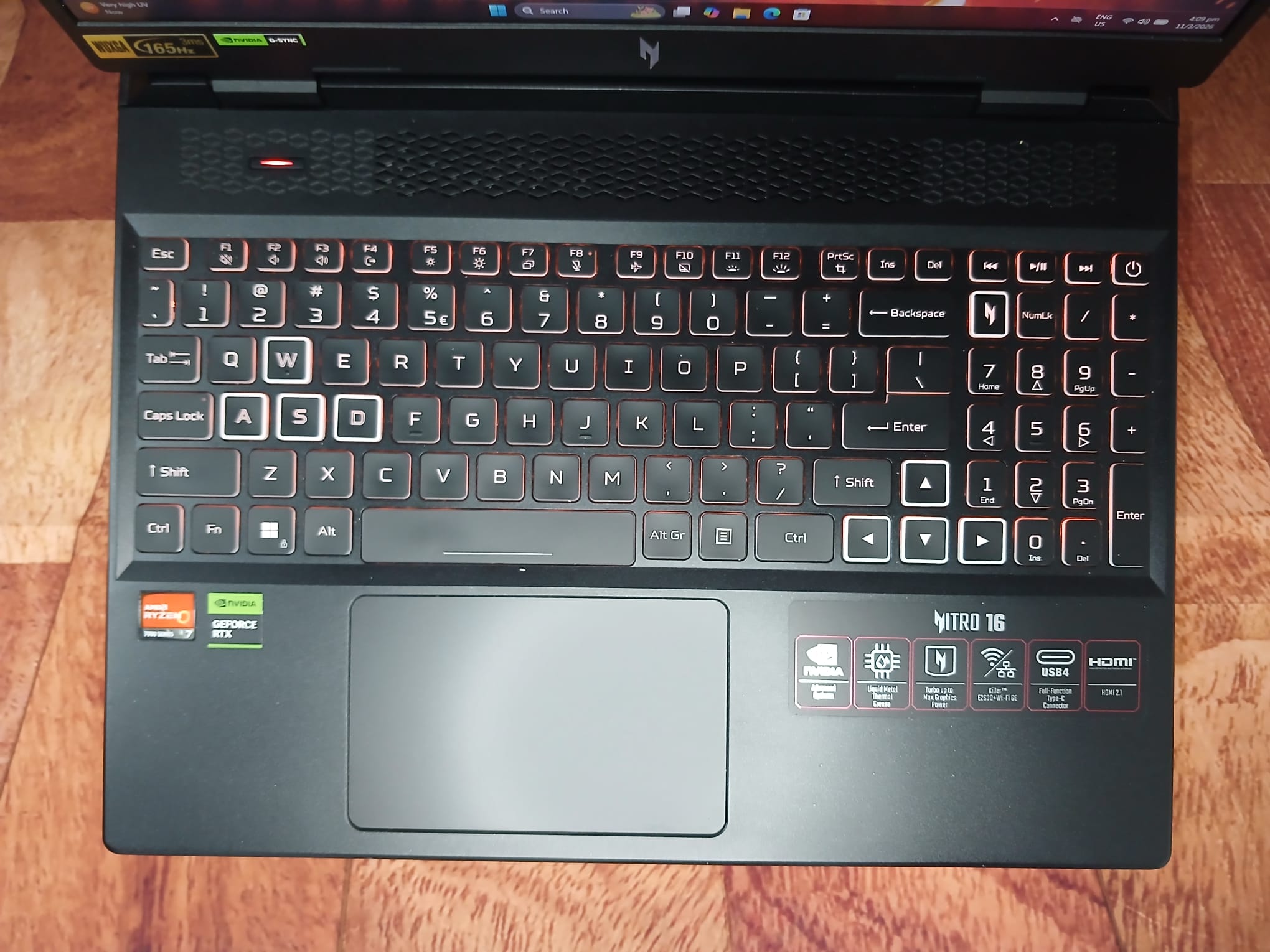 Acer Nitro 16 Gaming Laptop, 16" 165Hz, Ryzen 7 7840HS, RTX 4050, 32 GB RAM, 1TB SSD, Win11 - Image 6