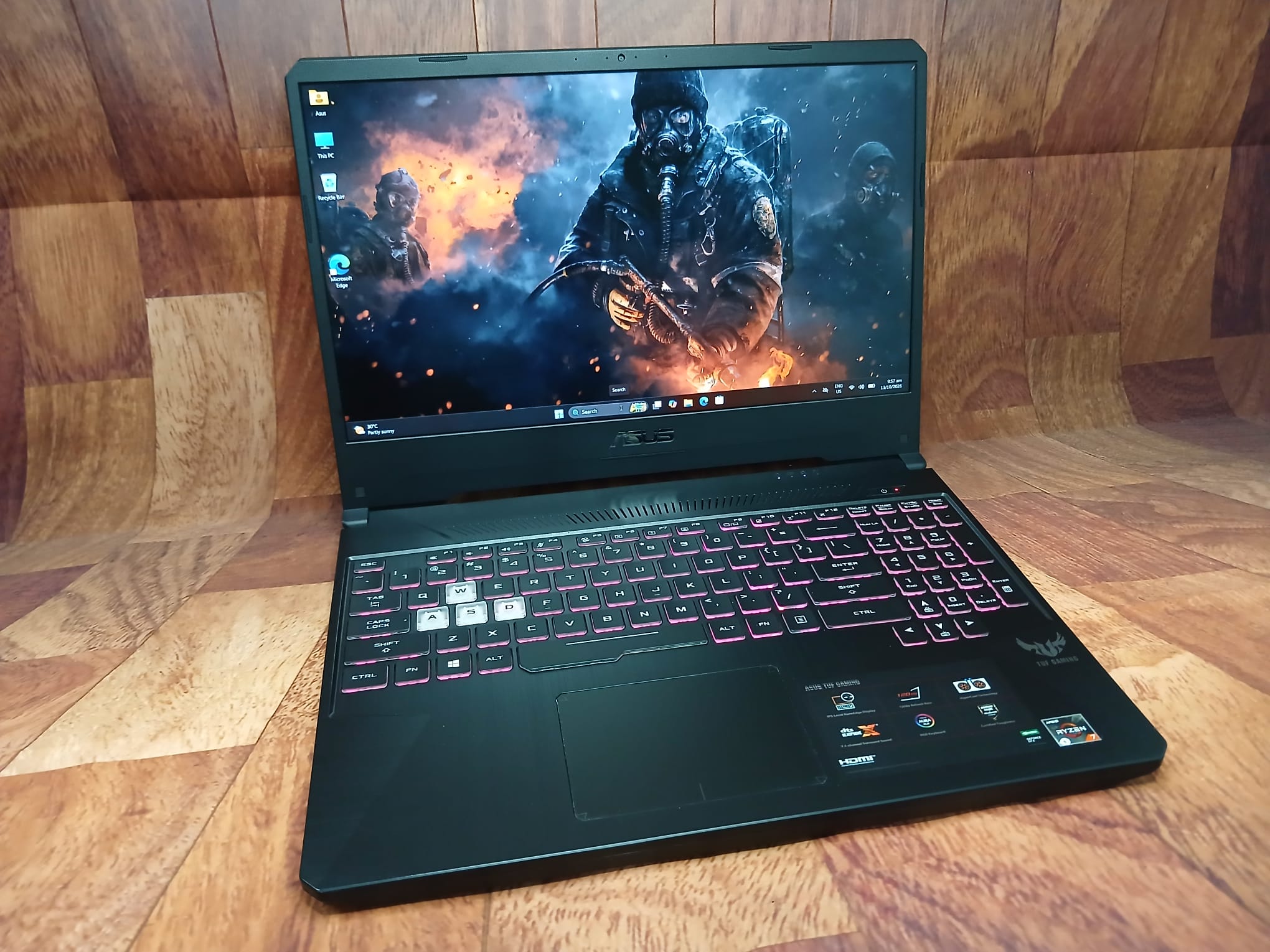 ASUS TUF Gaming Laptop 15.6", Ryzen 7 3750H, 16GB, SSD+HDD, Geforce GTX 1660Ti, Win11, 120Hz - Image 10
